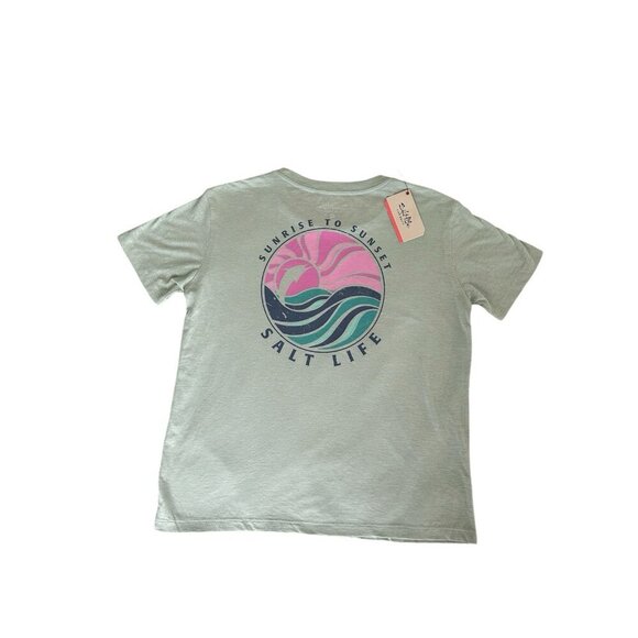 Salt Life Sunrise To Sunset Women’s T-Shirt Light Green  Live Salty Tee New - Picture 1 of 16